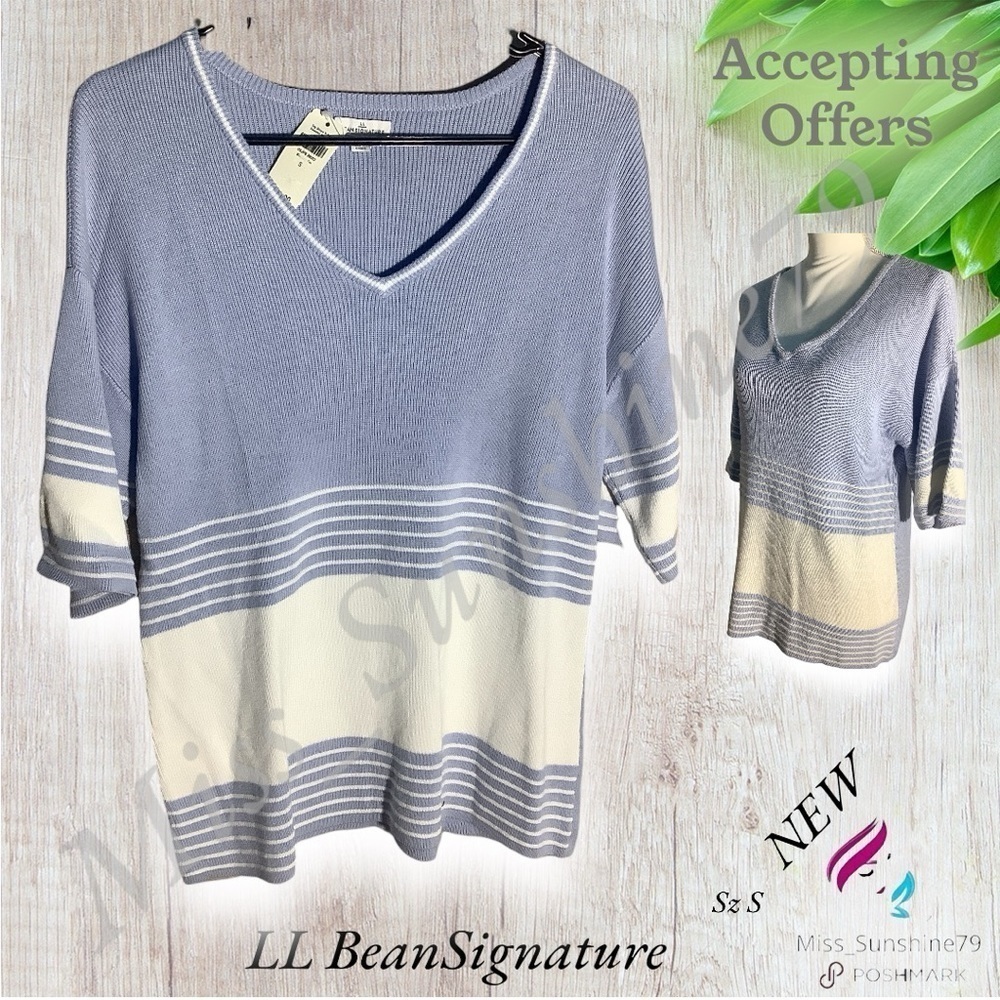 LL Bean Signature NEW - Sz S - oversized short sleeve sweater - see measurements